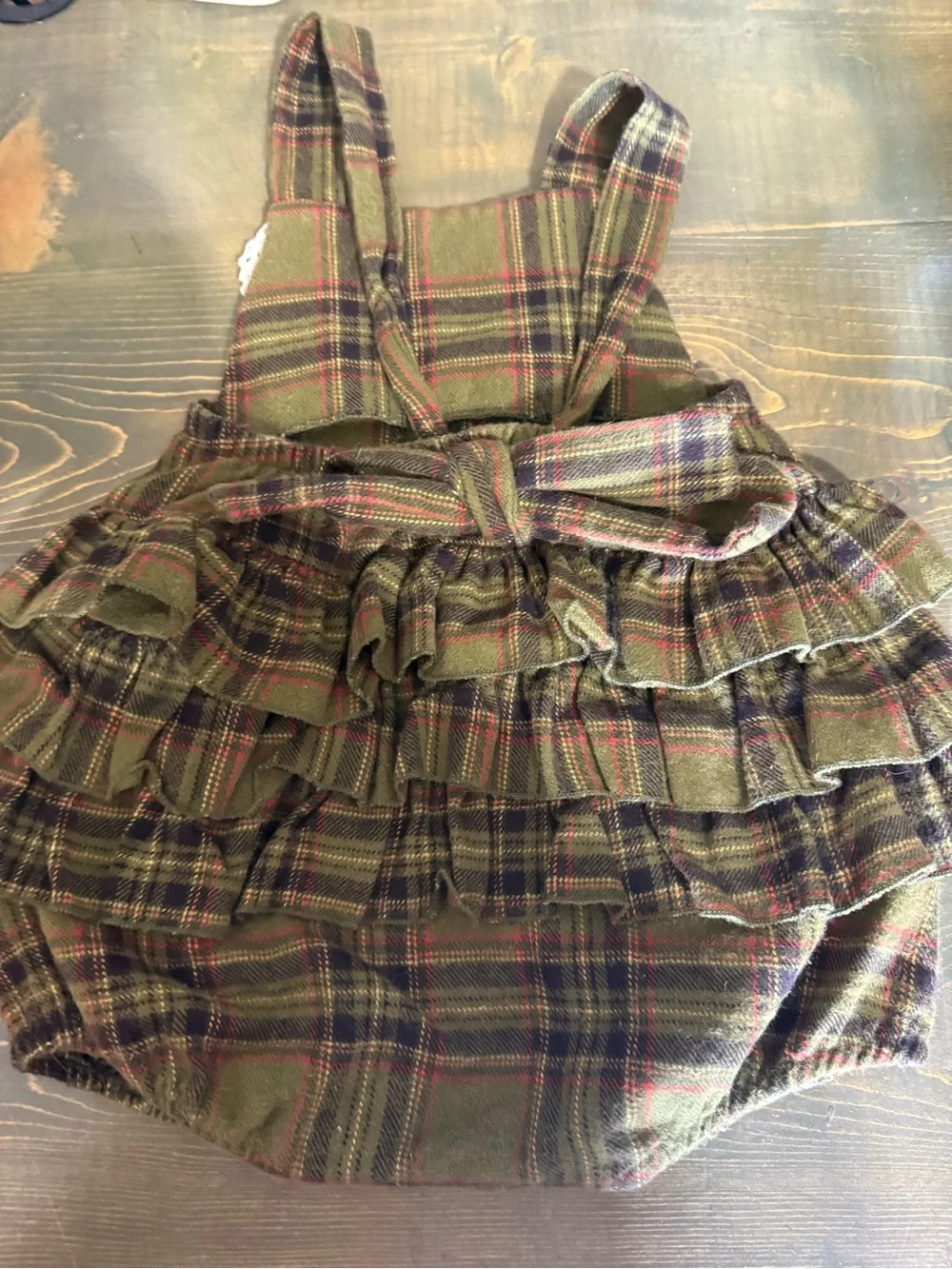 Ricrac and Ruffles plaid flannel romper size 18 M